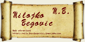 Milojko Begović vizit kartica